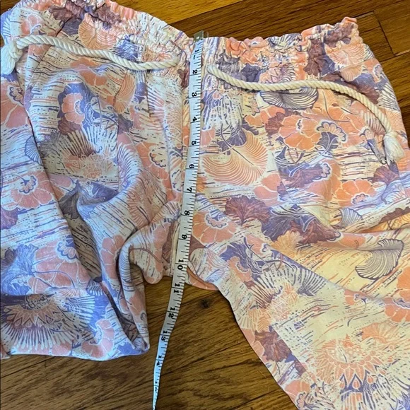 Roxy Wide Leg floral print cargo Flax Linen Drawstring Relaxed Fit pants M EUC - Picture 11 of 13